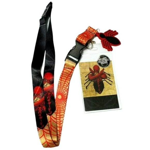 Bioworld Marvel Spider-Man Lanyard with Sticker, ID Badge Holder & Rubber Charm - Picture 9 of 9